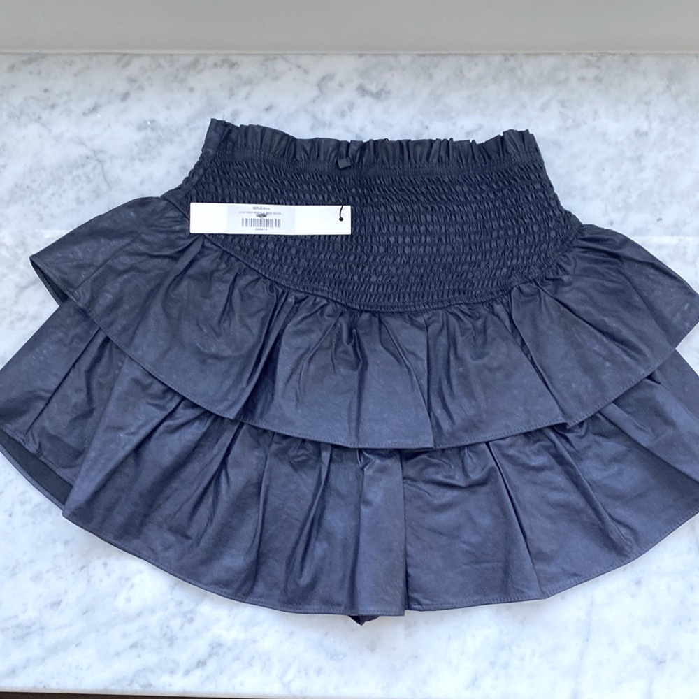 Leather Ruffle Mini skirt